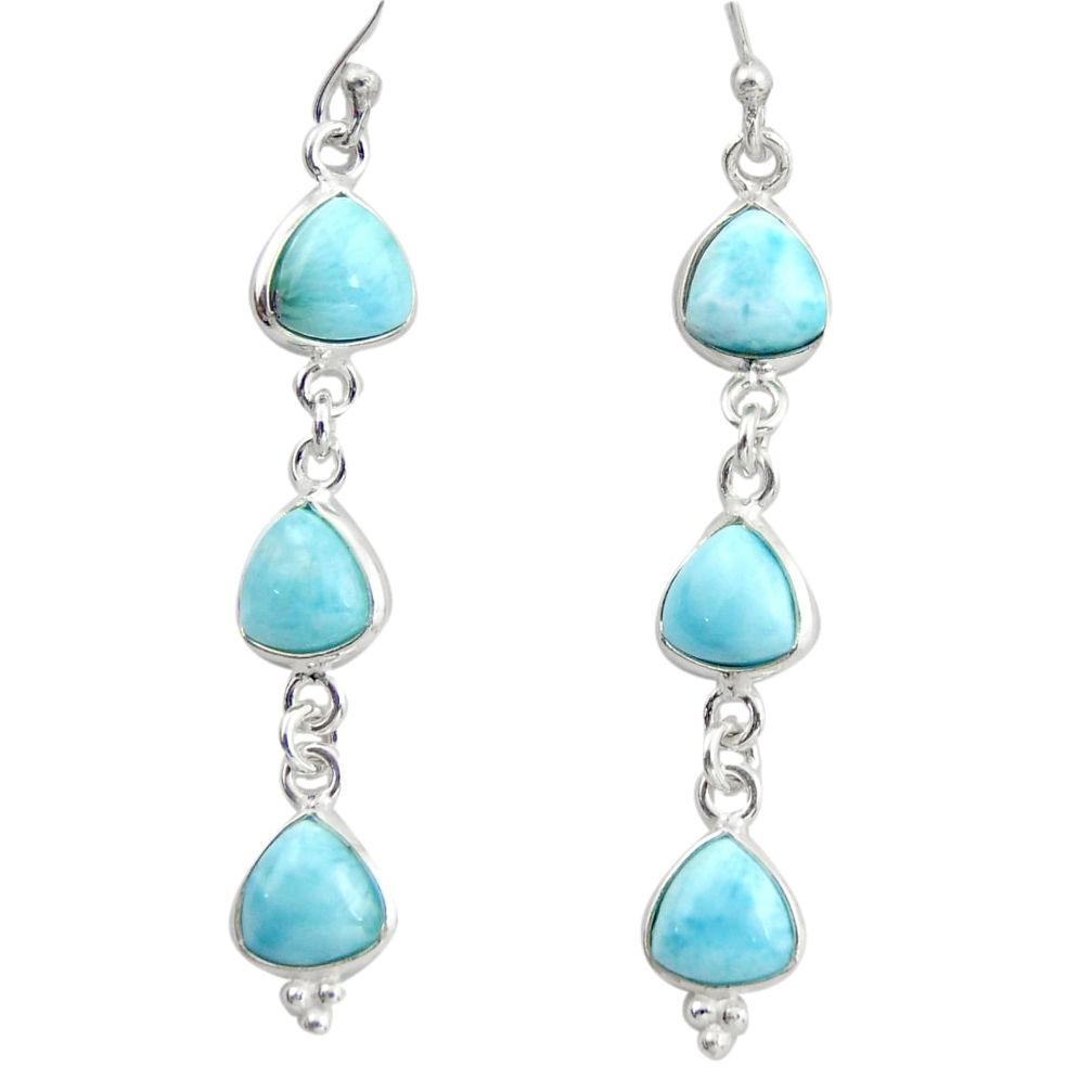 12.52cts natural blue larimar 925 sterling silver dangle earrings jewelry r38200