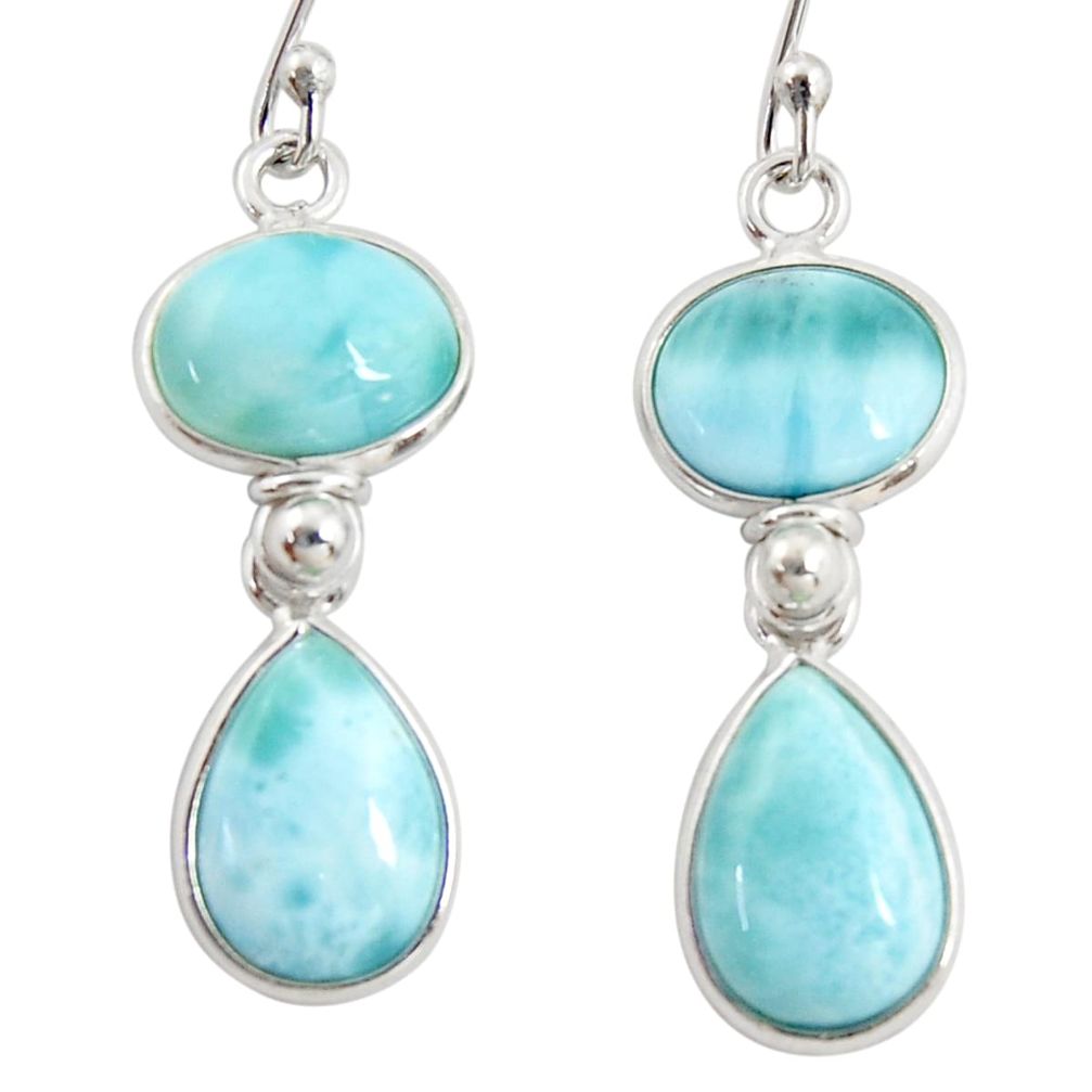 13.02cts natural blue larimar 925 sterling silver dangle earrings jewelry r38202