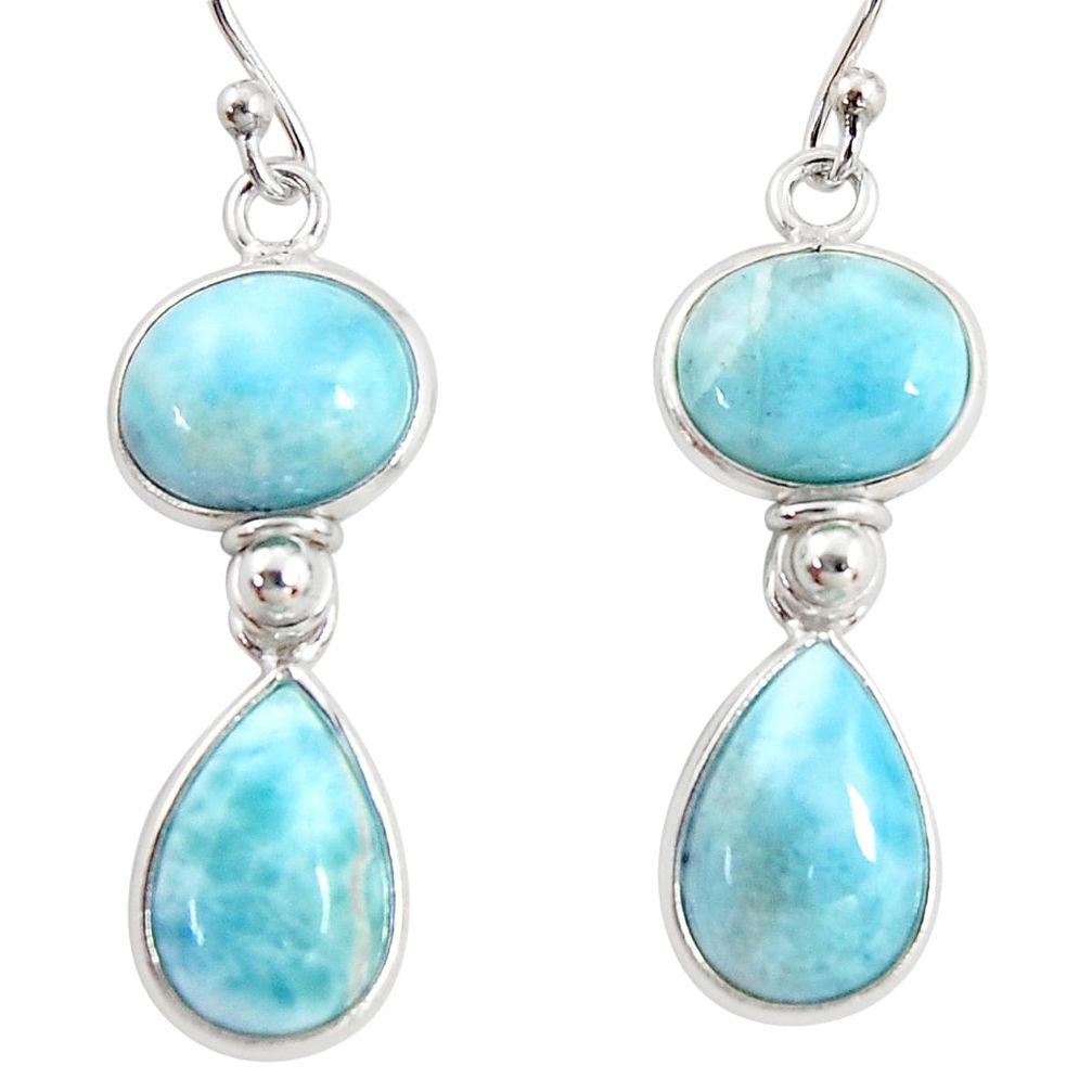 13.64cts natural blue larimar 925 sterling silver dangle earrings jewelry r38219