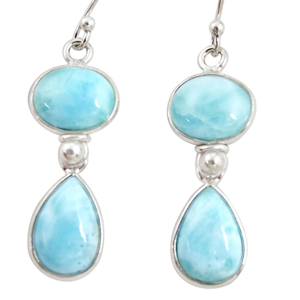 12.96cts natural blue larimar 925 sterling silver dangle earrings jewelry r38220