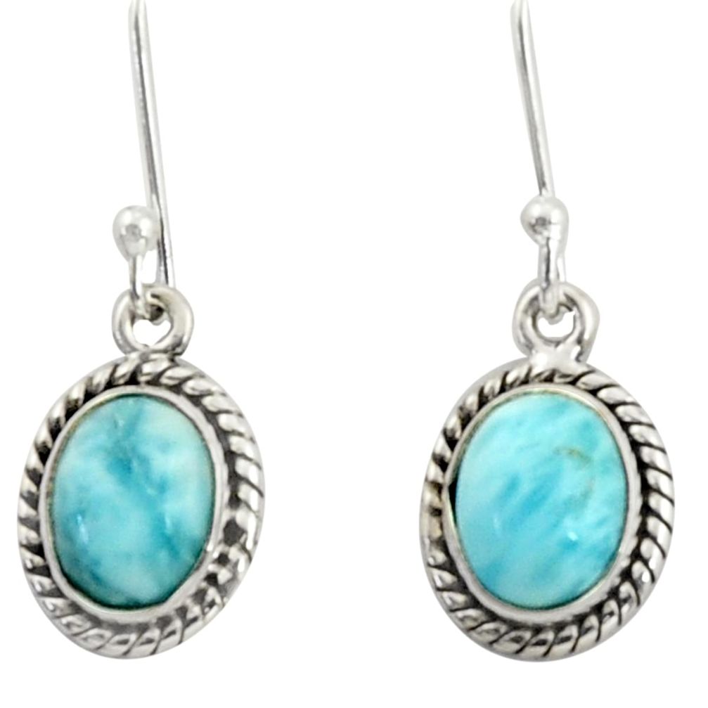 5.87cts natural blue larimar 925 sterling silver dangle earrings jewelry r41061