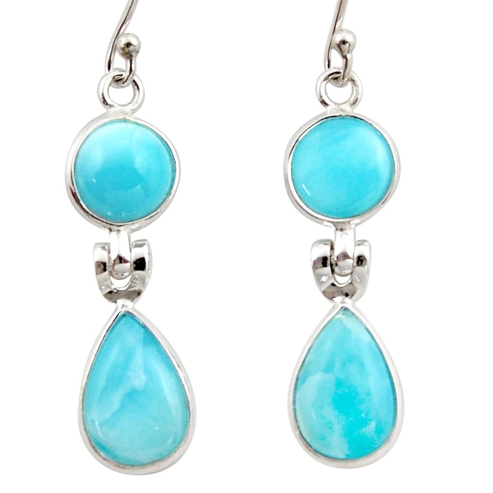 11.77cts natural blue larimar 925 sterling silver dangle earrings jewelry r42481
