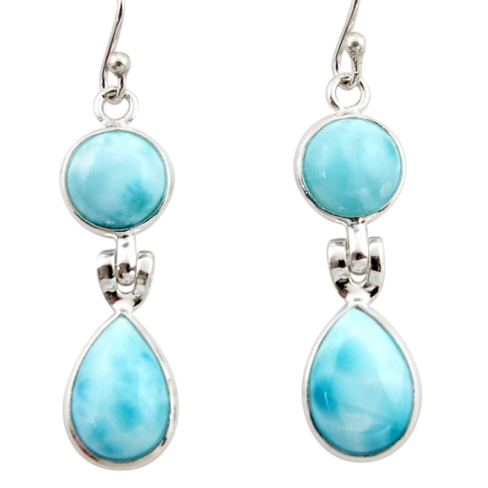 12.52cts natural blue larimar 925 sterling silver dangle earrings jewelry r42492
