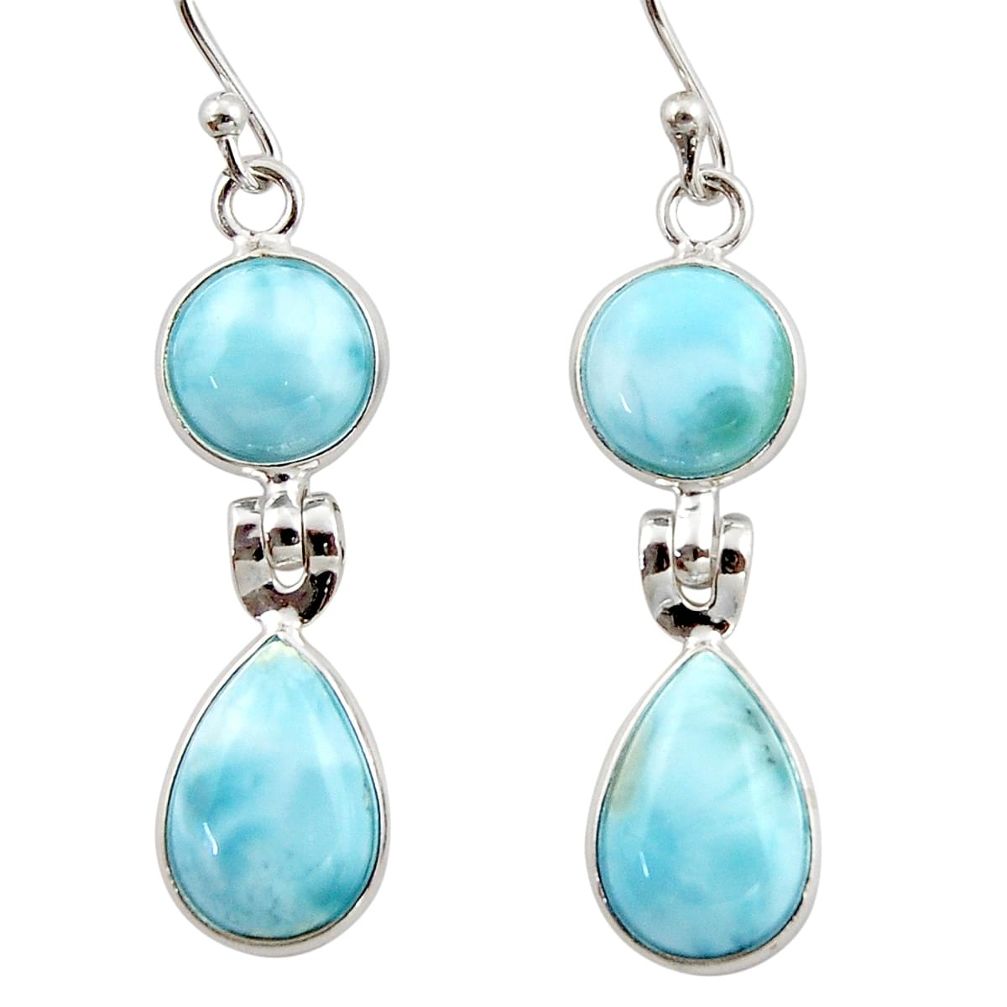 12.01cts natural blue larimar 925 sterling silver dangle earrings jewelry r42493