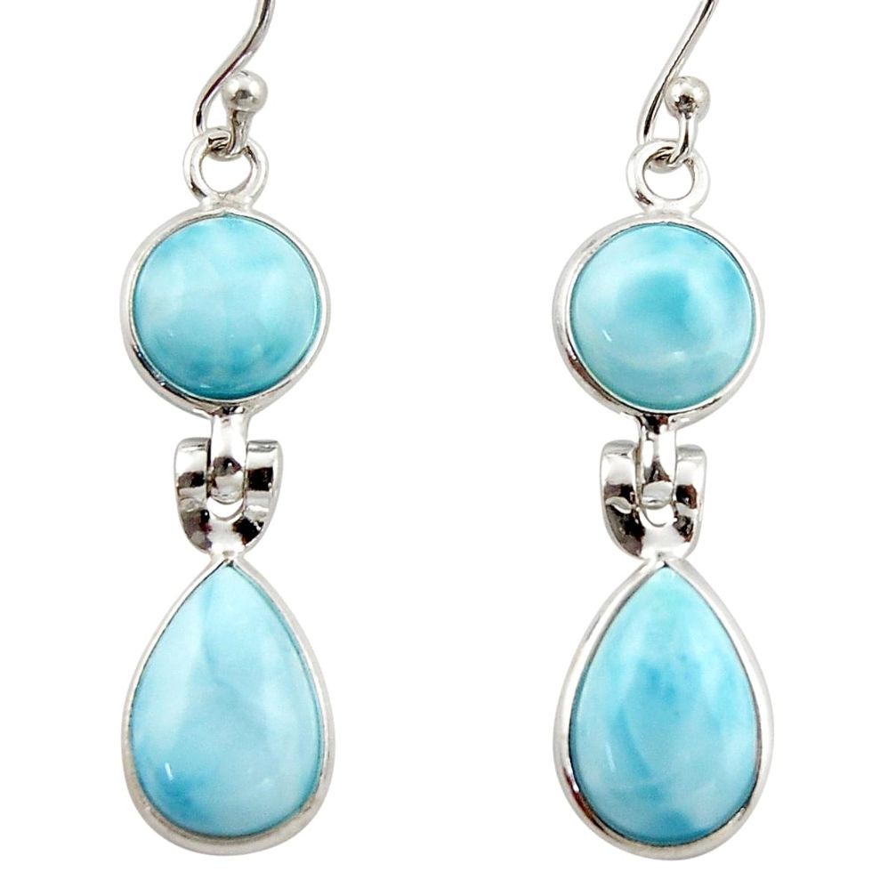 11.59cts natural blue larimar 925 sterling silver dangle earrings jewelry r42497