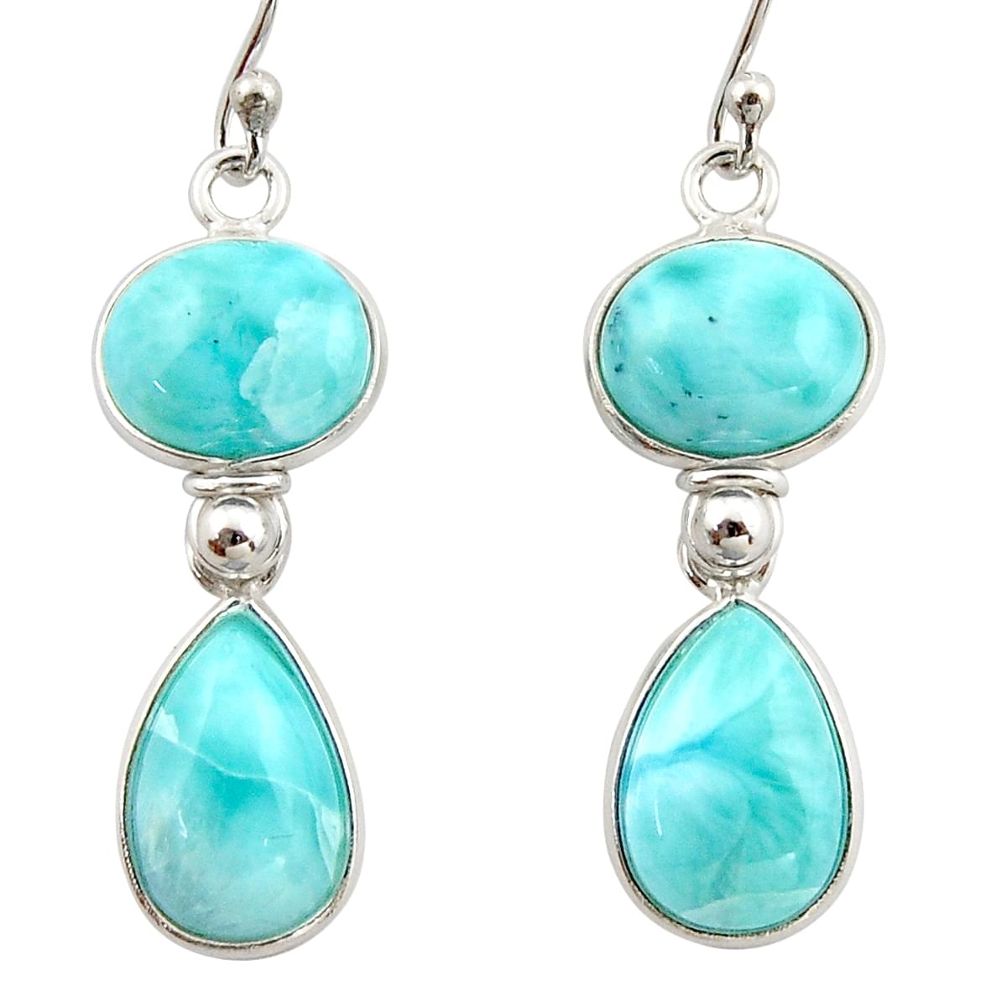 13.33cts natural blue larimar 925 sterling silver dangle earrings jewelry r42498