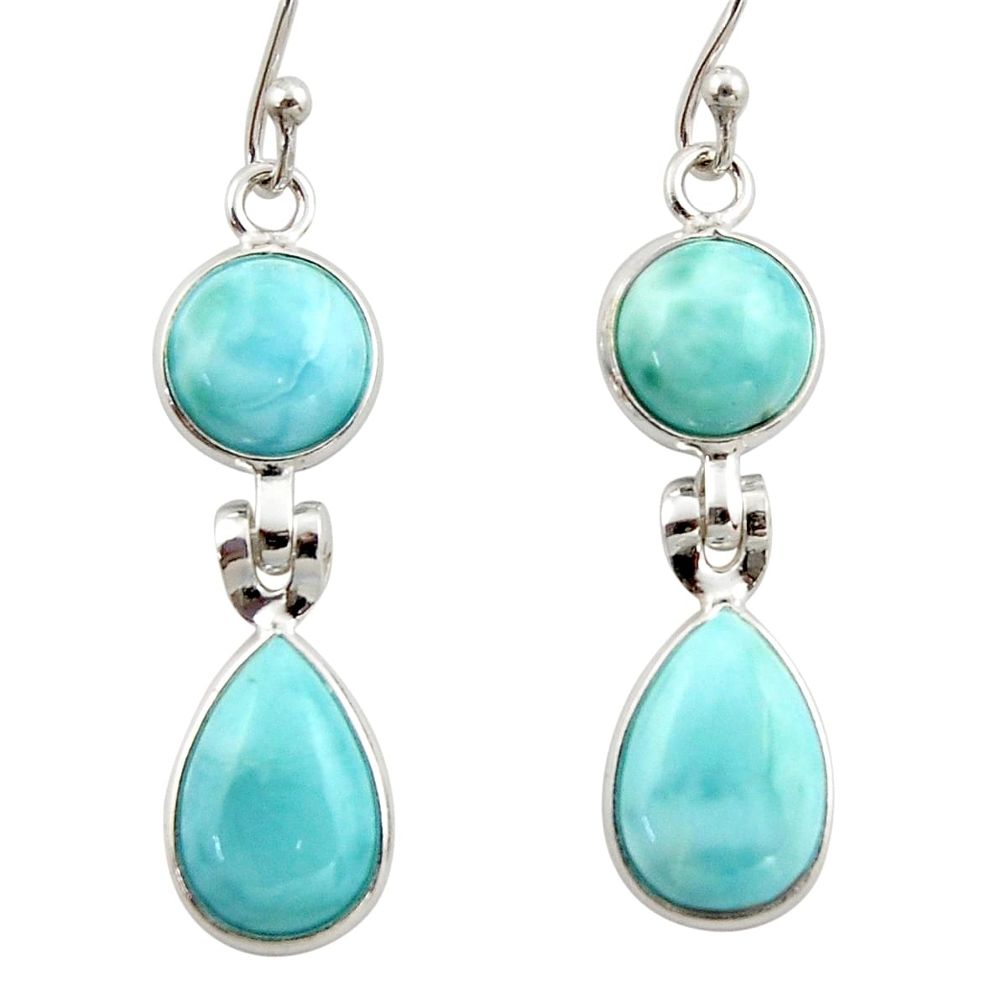 12.24cts natural blue larimar 925 sterling silver dangle earrings jewelry r42499