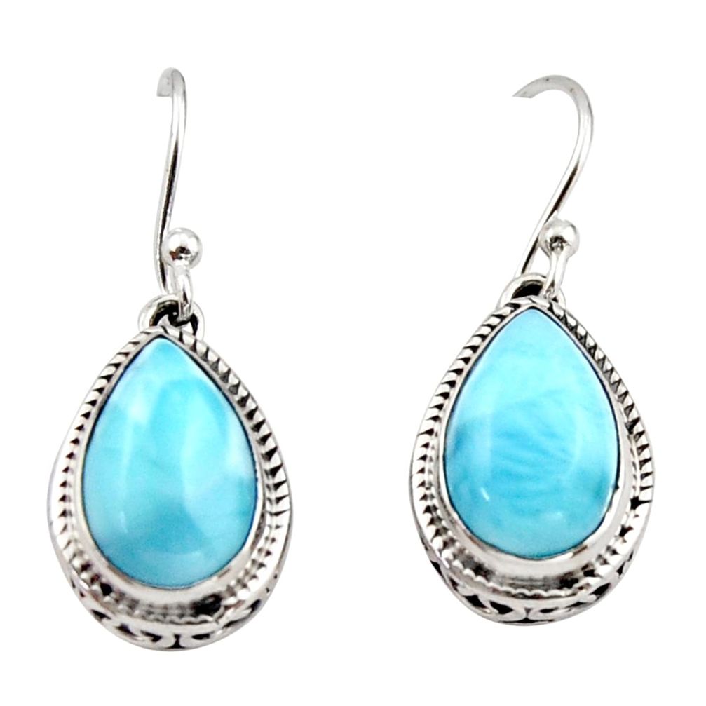 8.79cts natural blue larimar 925 sterling silver dangle earrings jewelry r42970