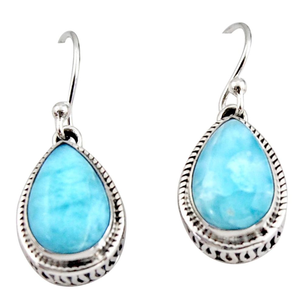 8.61cts natural blue larimar 925 sterling silver dangle earrings jewelry r42971