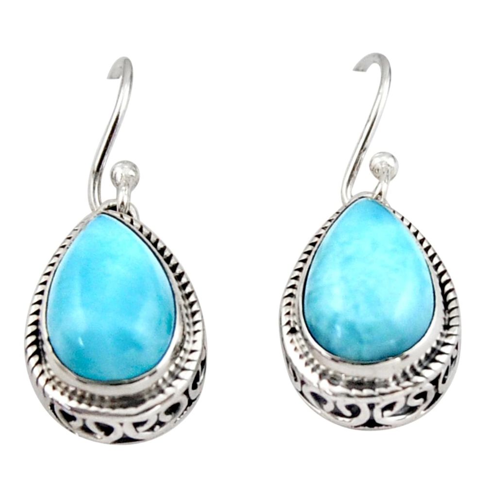 8.61cts natural blue larimar 925 sterling silver dangle earrings jewelry r42972