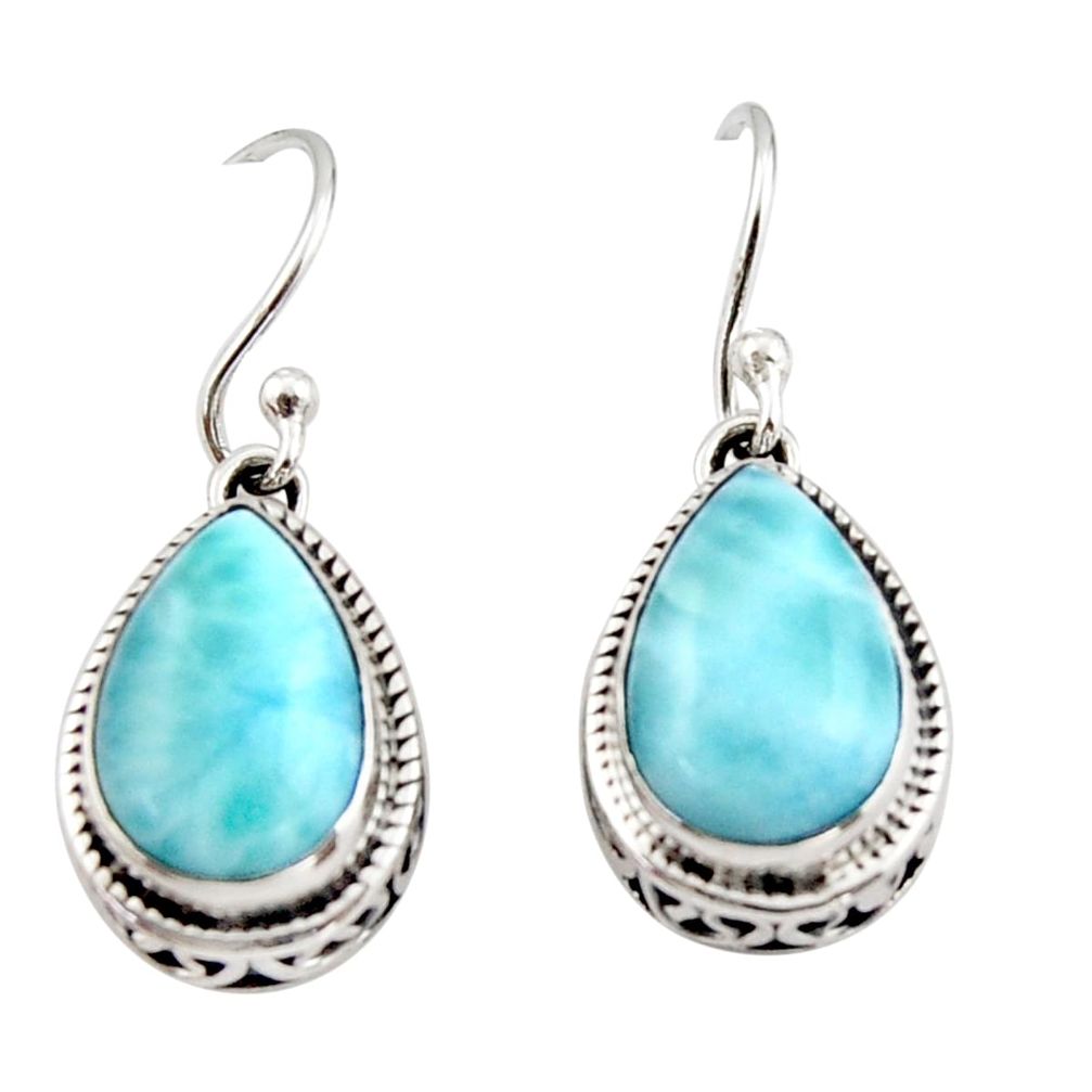 8.60cts natural blue larimar 925 sterling silver dangle earrings jewelry r42973