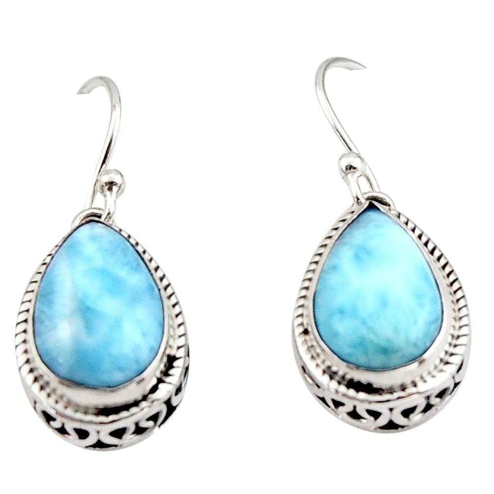8.49cts natural blue larimar 925 sterling silver dangle earrings jewelry r42975