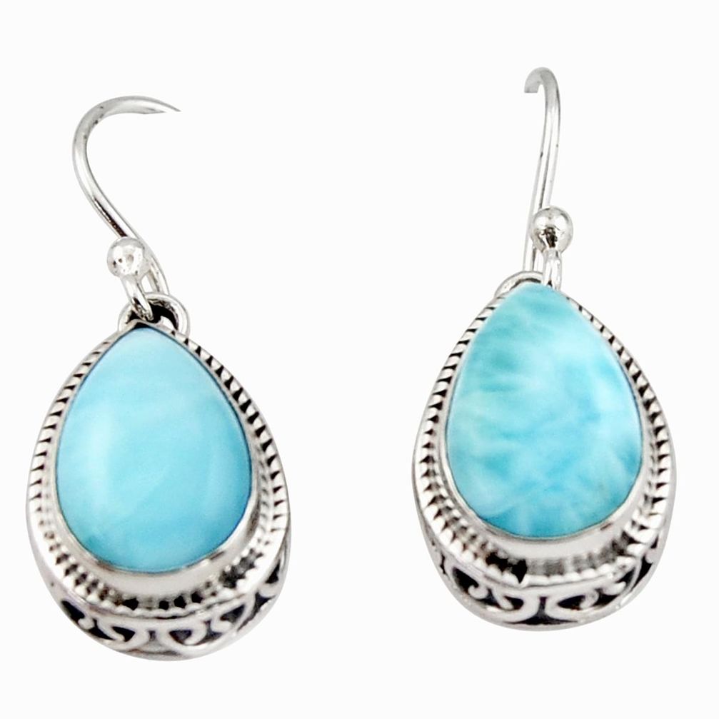 8.79cts natural blue larimar 925 sterling silver dangle earrings jewelry r42976