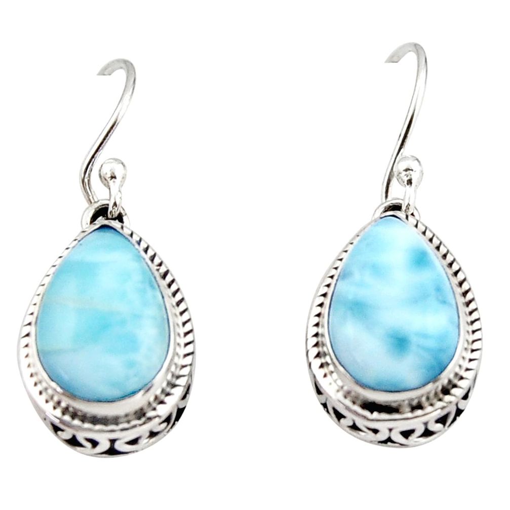 8.46cts natural blue larimar 925 sterling silver dangle earrings jewelry r42977