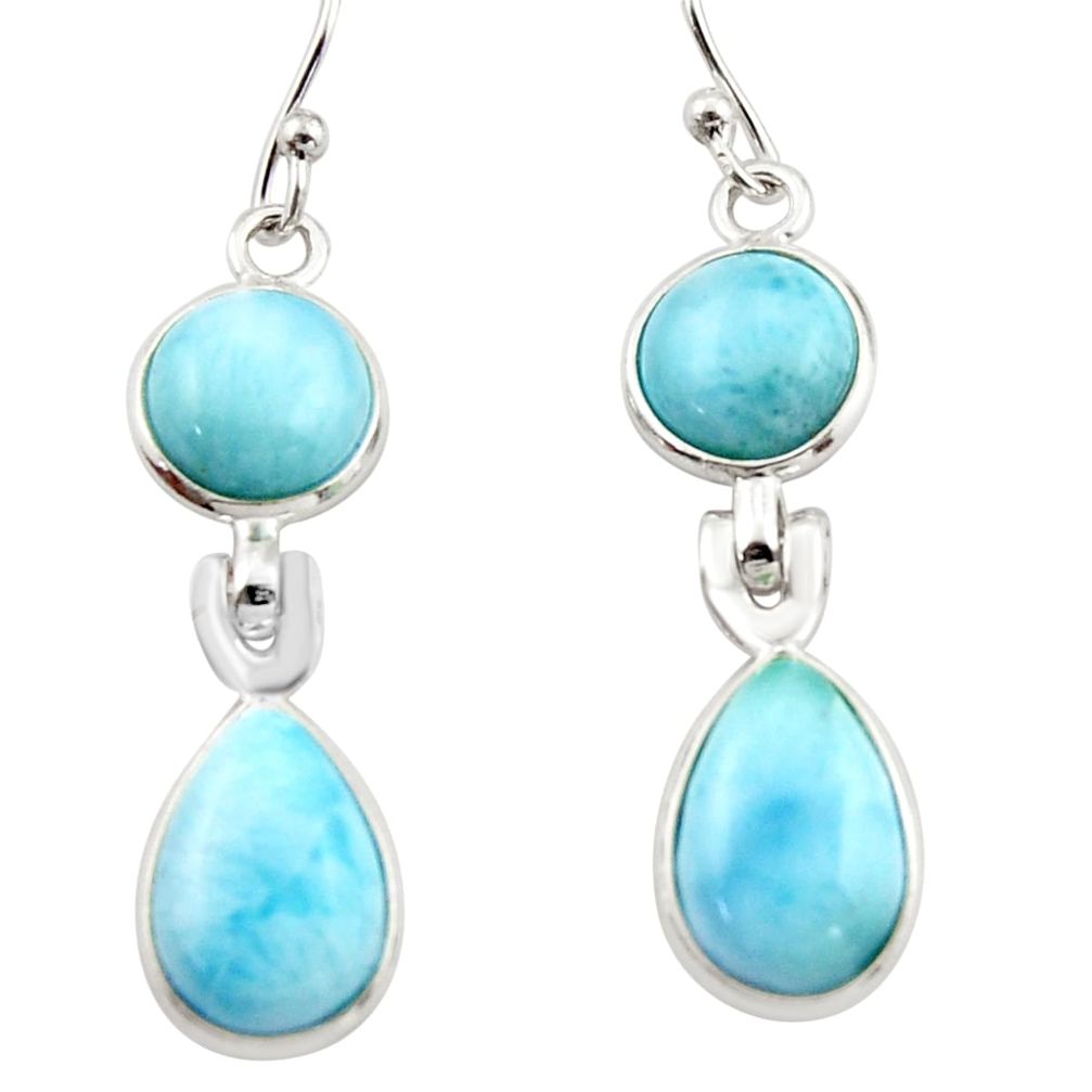 12.29cts natural blue larimar 925 sterling silver dangle earrings jewelry r42980