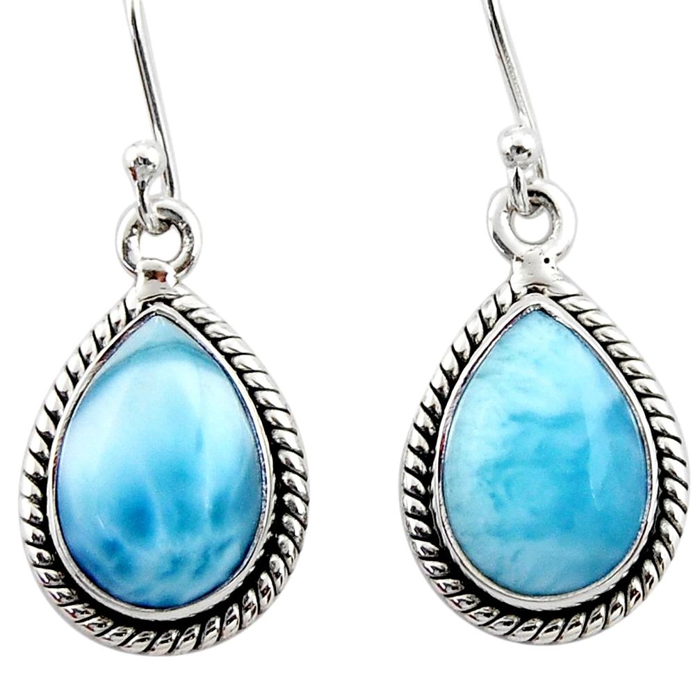 9.45cts natural blue larimar 925 sterling silver dangle earrings jewelry r52103