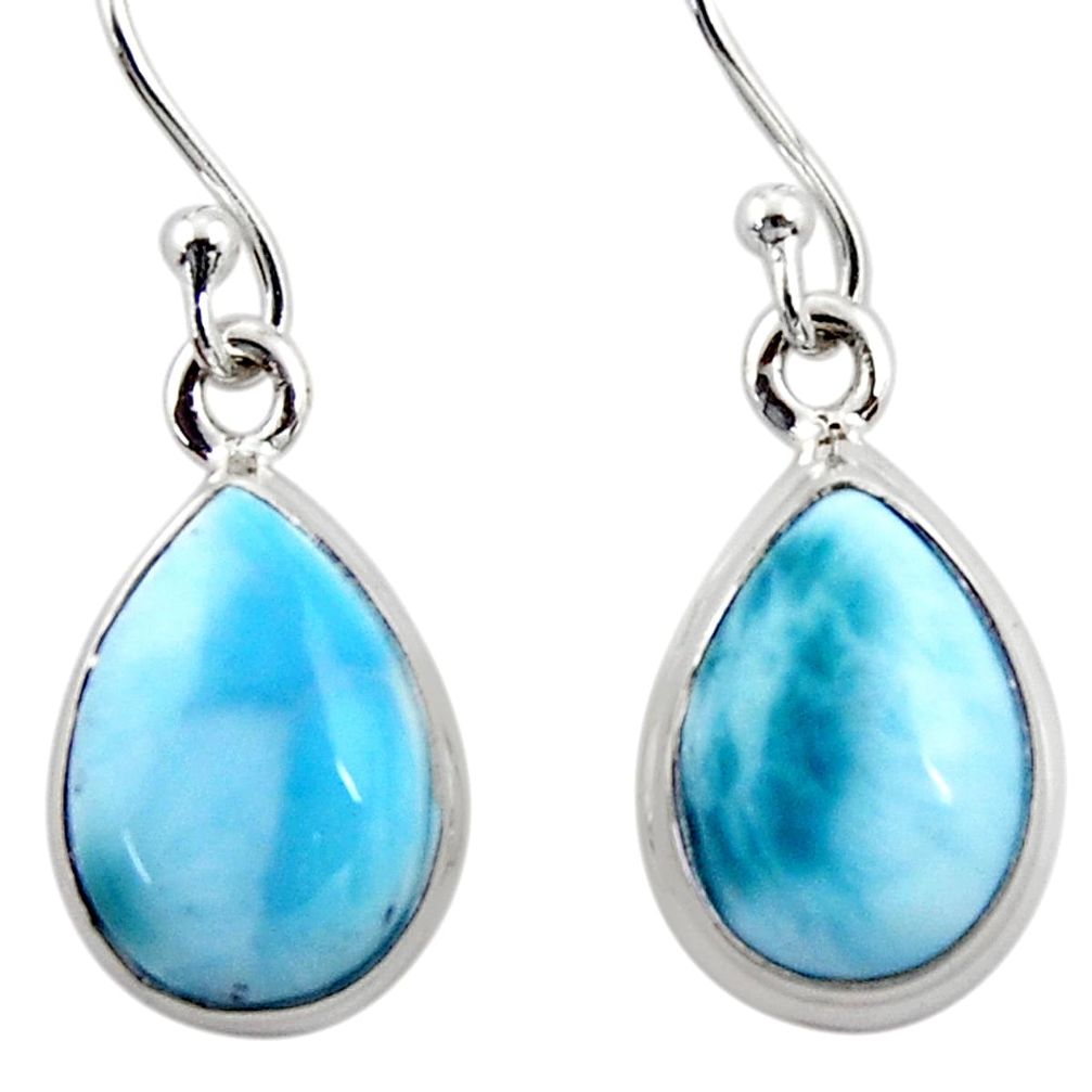 9.49cts natural blue larimar 925 sterling silver dangle earrings jewelry r52110
