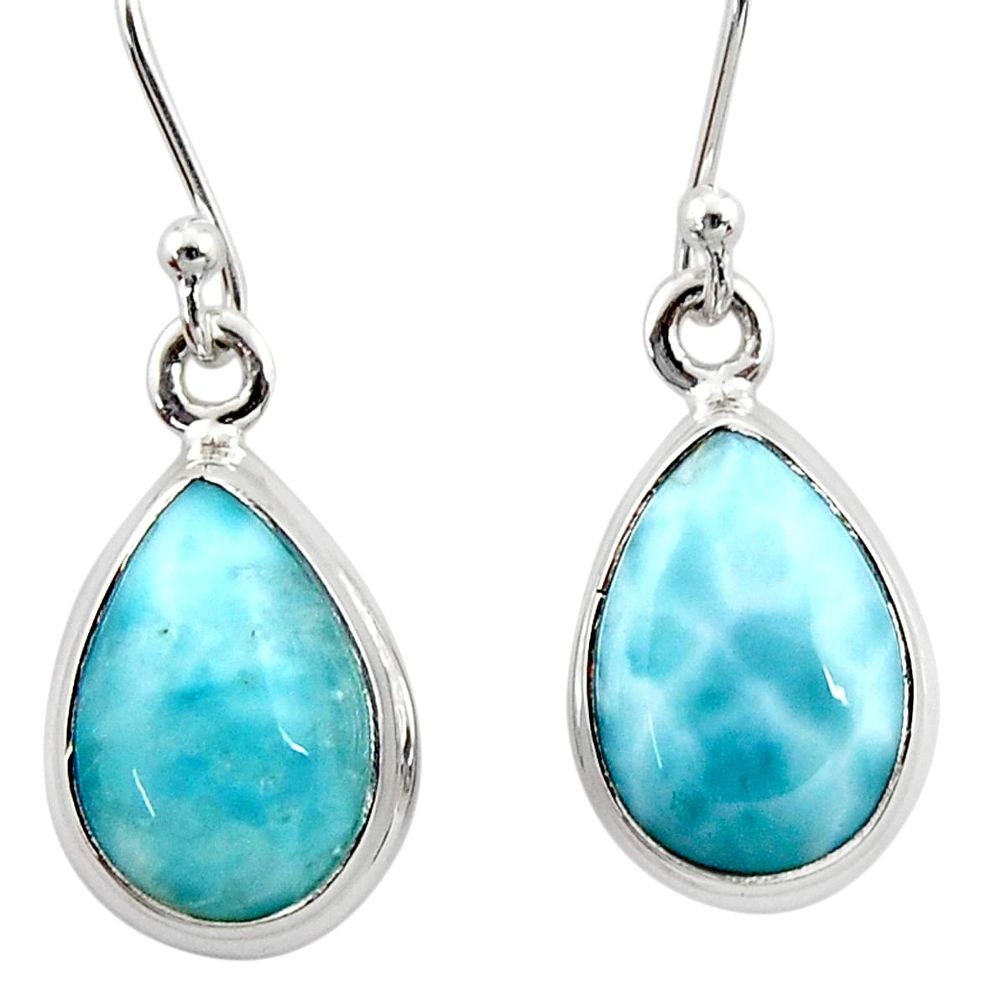 9.18cts natural blue larimar 925 sterling silver dangle earrings jewelry r52111
