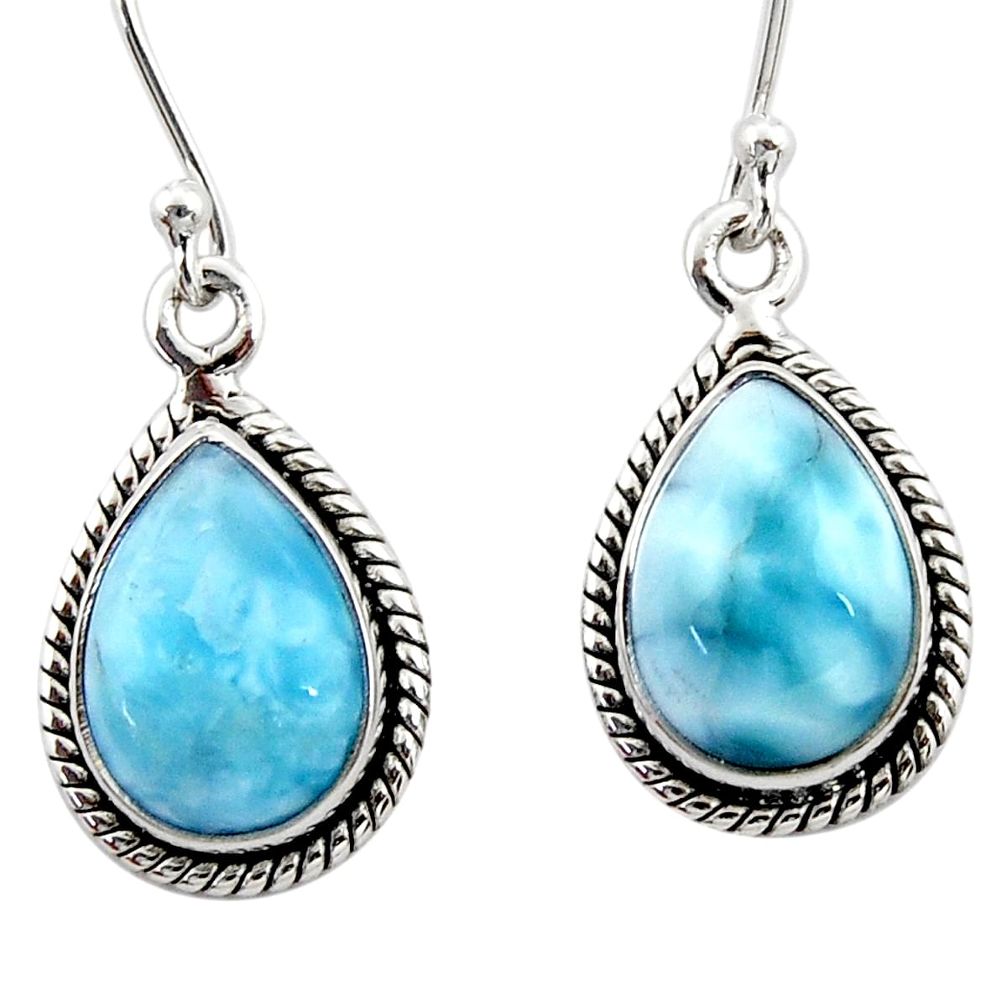 9.18cts natural blue larimar 925 sterling silver dangle earrings jewelry r52117