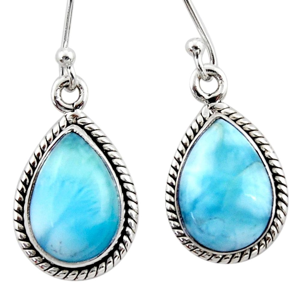 9.20cts natural blue larimar 925 sterling silver dangle earrings jewelry r52118