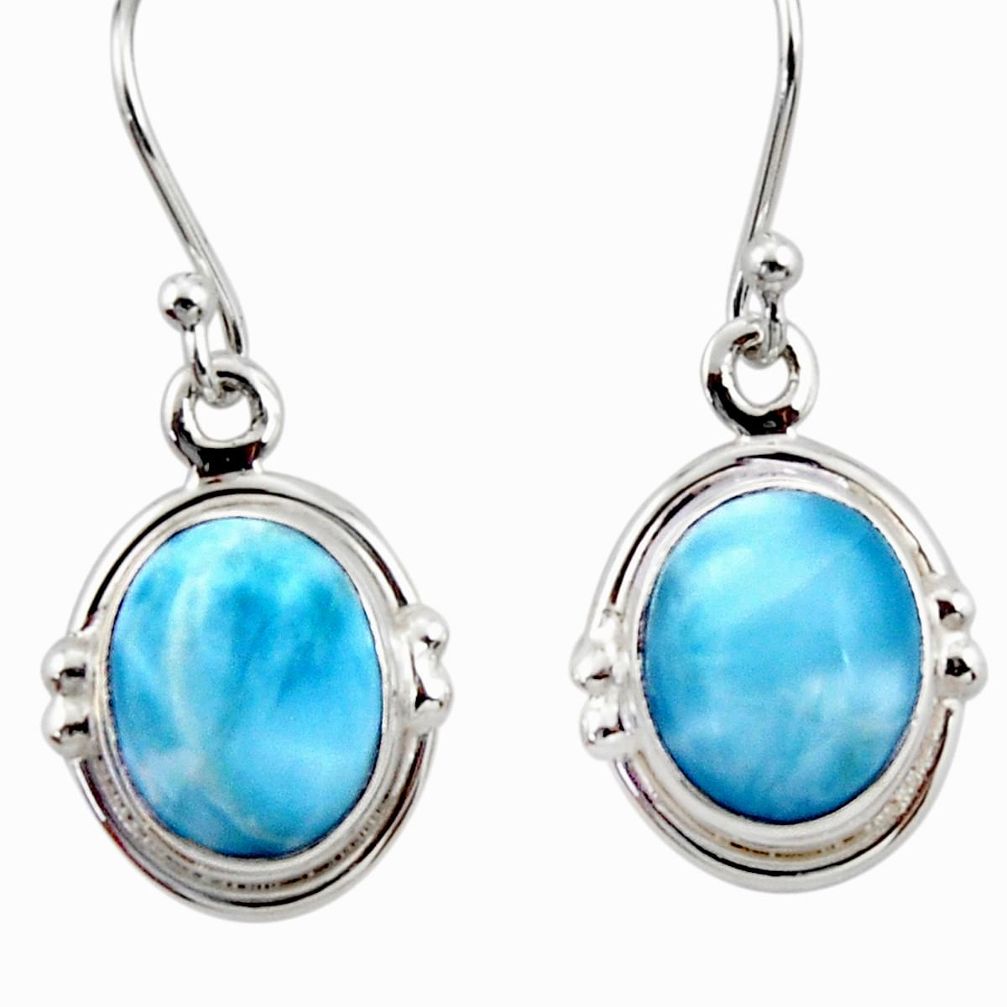 8.73cts natural blue larimar 925 sterling silver dangle earrings jewelry r52133