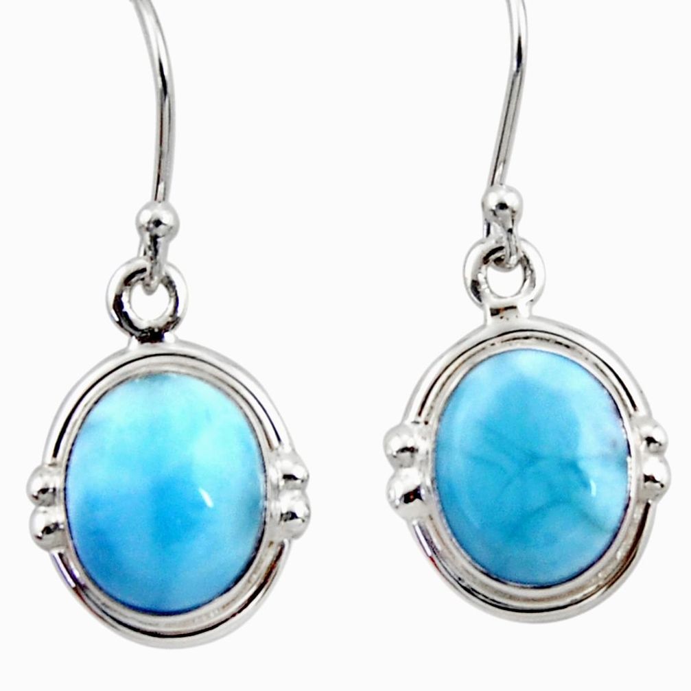 9.53cts natural blue larimar 925 sterling silver dangle earrings jewelry r52138