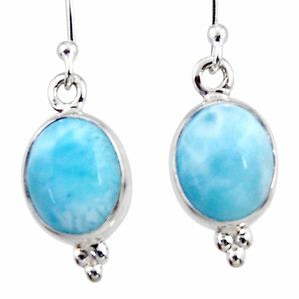 7.66cts natural blue larimar 925 sterling silver dangle earrings jewelry r52166