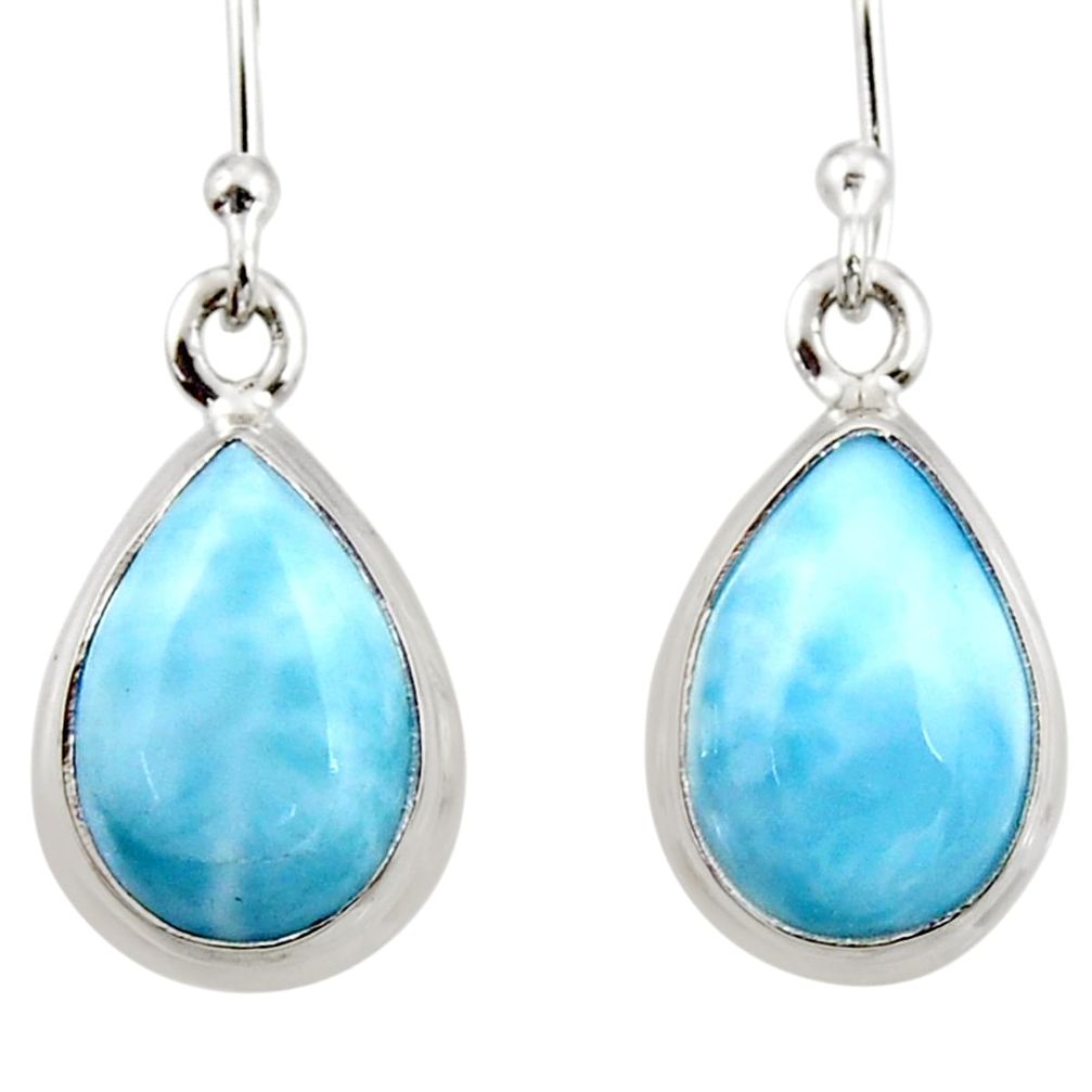 9.18cts natural blue larimar 925 sterling silver dangle earrings jewelry r52176