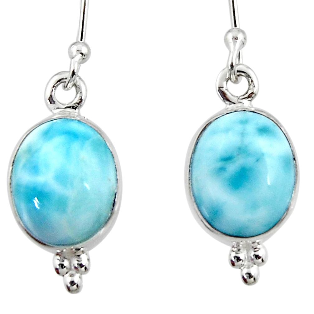 8.56cts natural blue larimar 925 sterling silver dangle earrings jewelry r52180