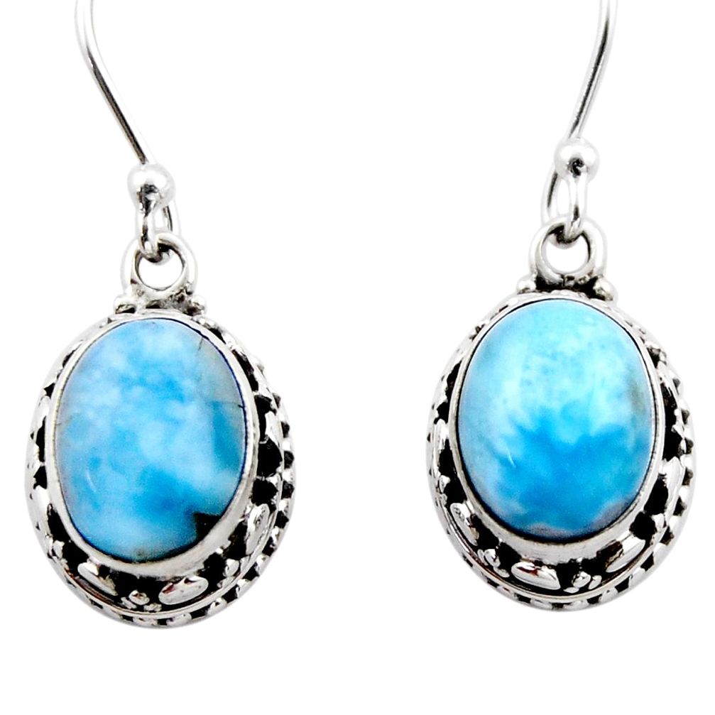 8.22cts natural blue larimar 925 sterling silver dangle earrings jewelry r53062