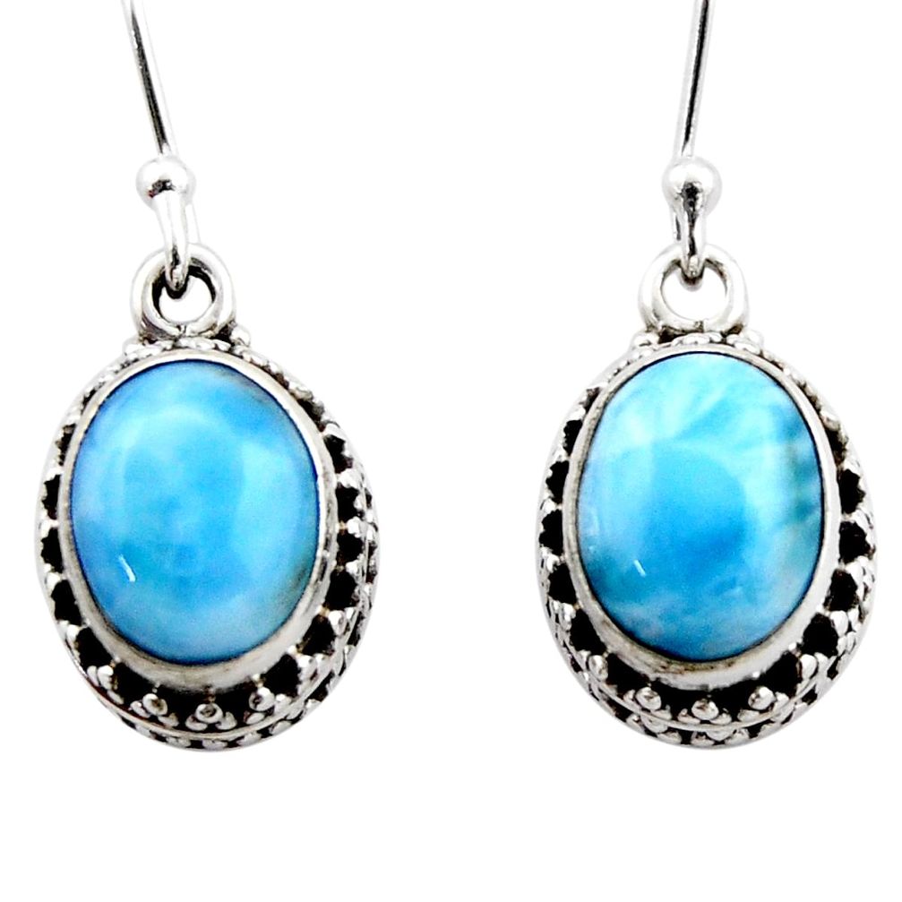 8.25cts natural blue larimar 925 sterling silver dangle earrings jewelry r53065