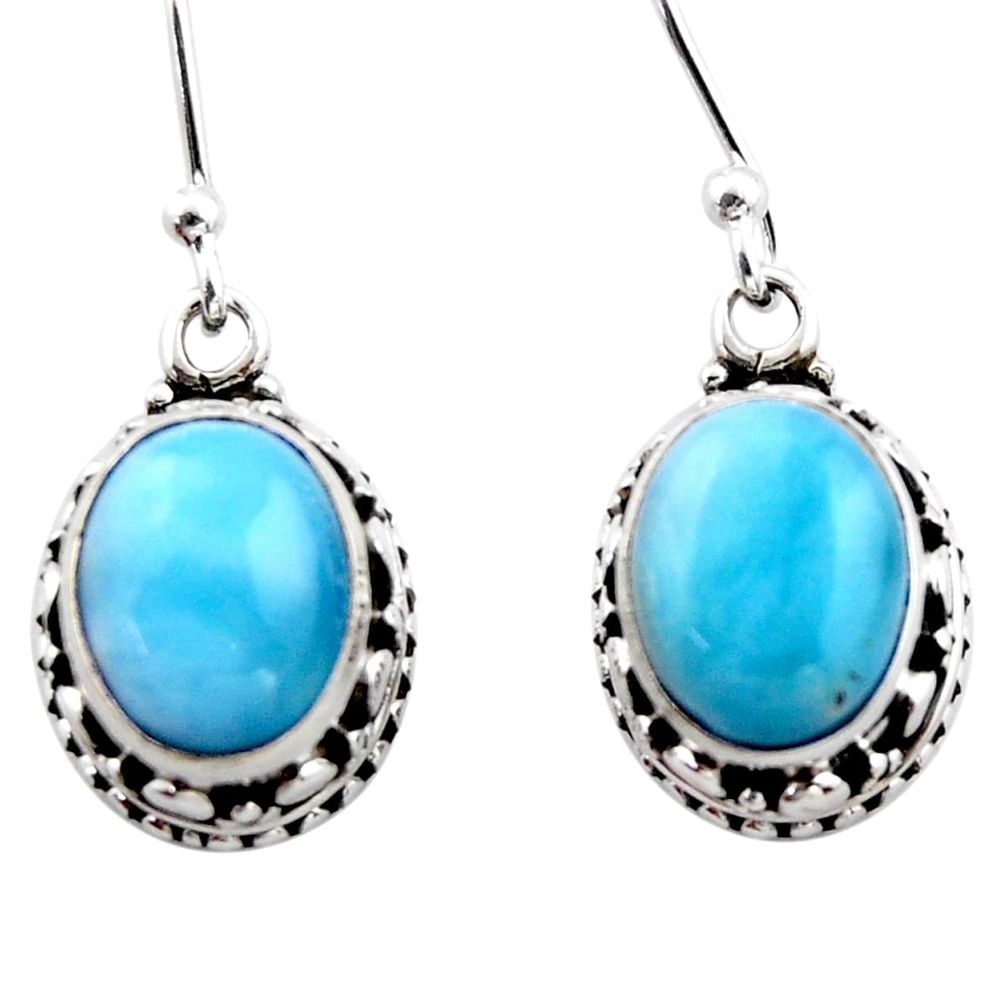 8.43cts natural blue larimar 925 sterling silver dangle earrings jewelry r53066