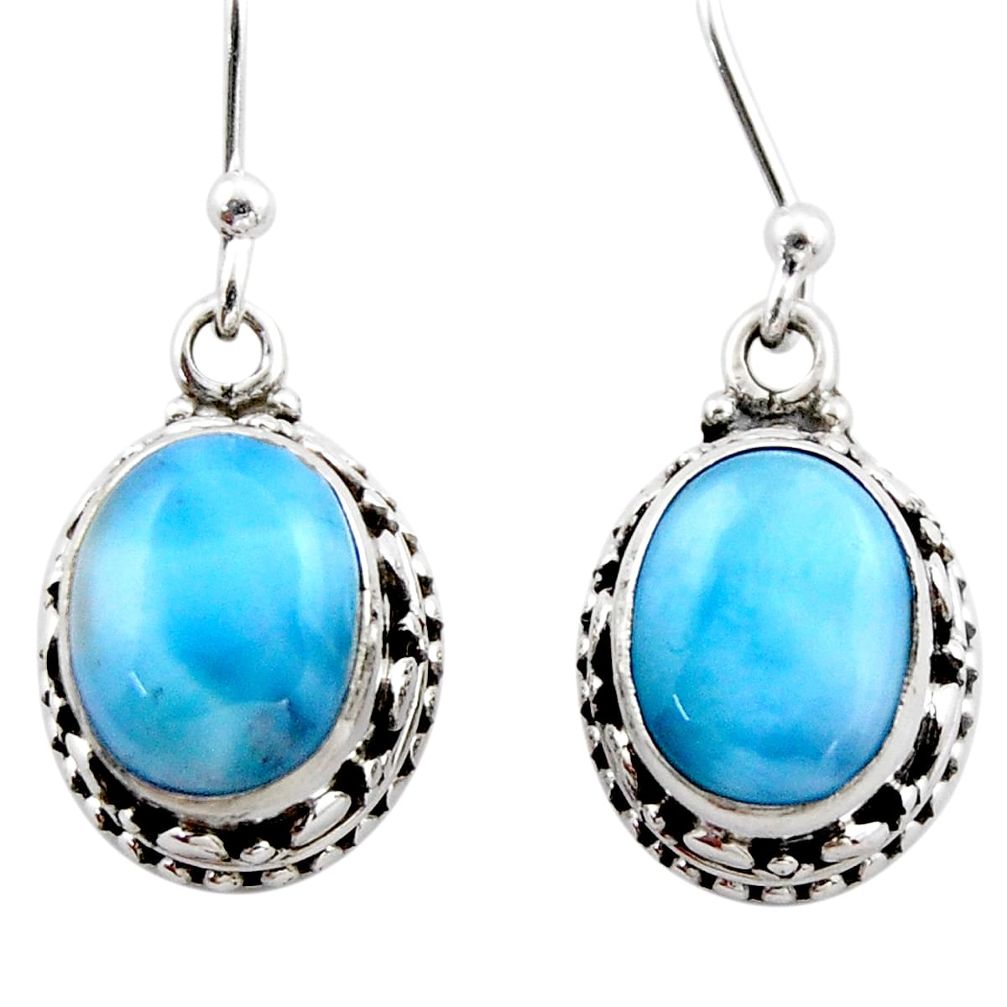 7.97cts natural blue larimar 925 sterling silver dangle earrings jewelry r53069