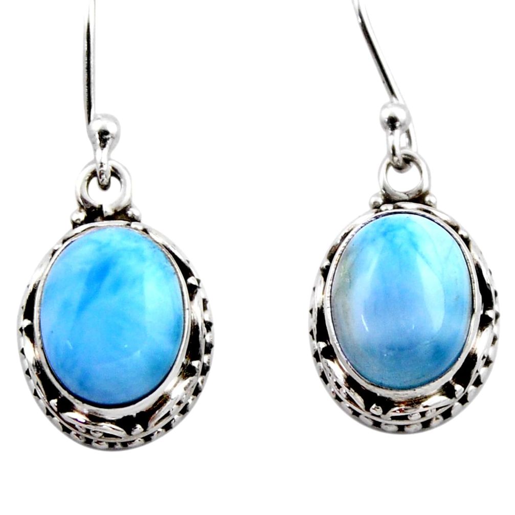 8.22cts natural blue larimar 925 sterling silver dangle earrings jewelry r53070