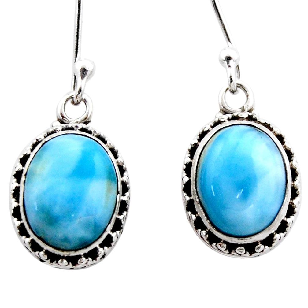 7.91cts natural blue larimar 925 sterling silver dangle earrings jewelry r53072