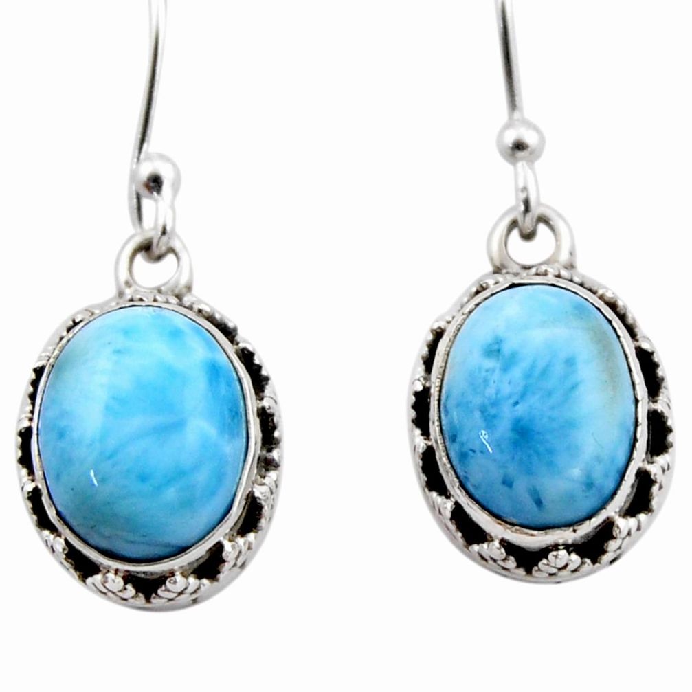 8.23cts natural blue larimar 925 sterling silver dangle earrings jewelry r53073
