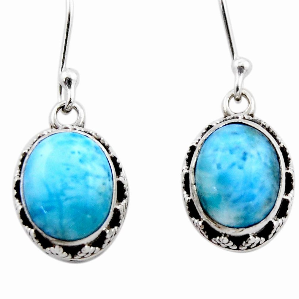 7.88cts natural blue larimar 925 sterling silver dangle earrings jewelry r53076