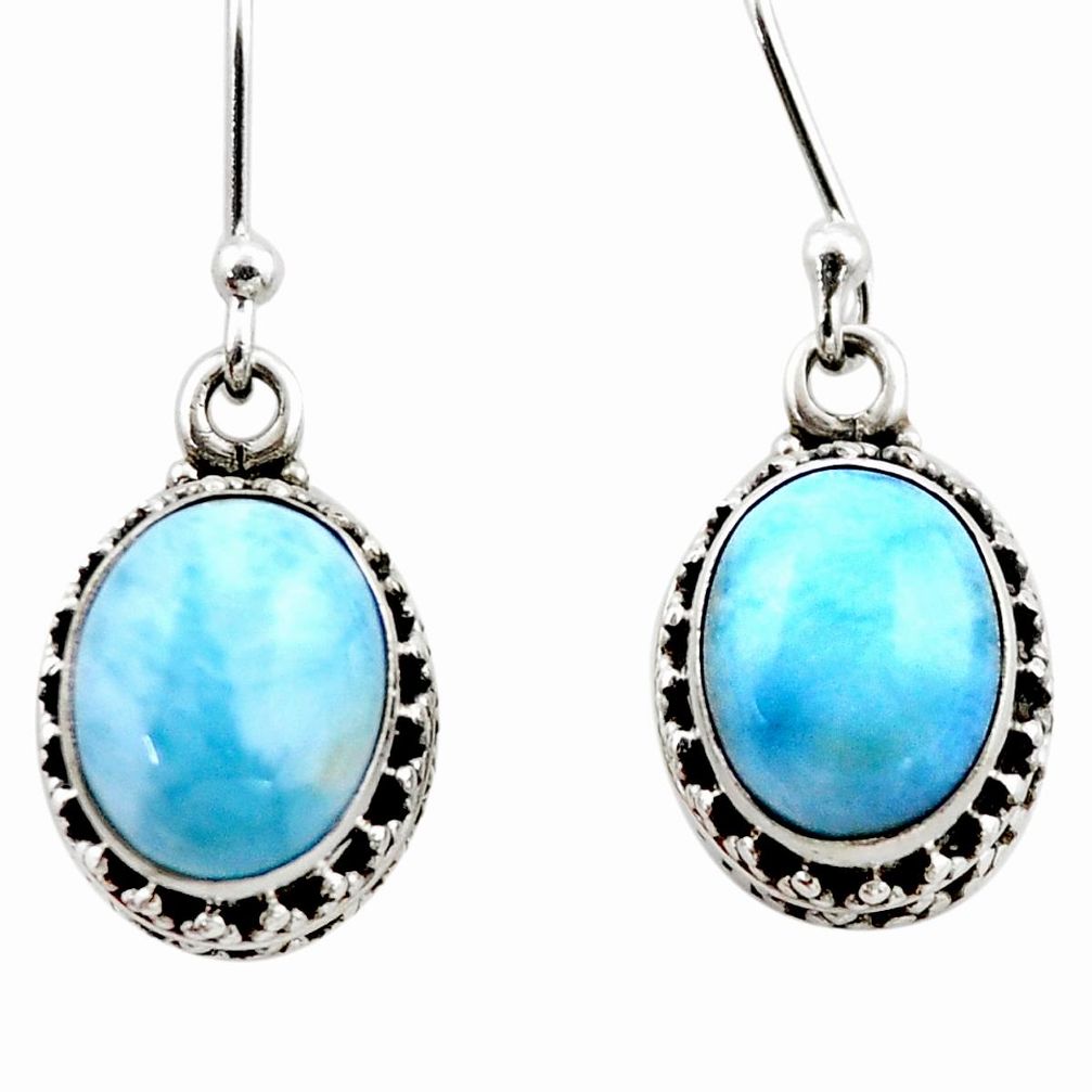 8.23cts natural blue larimar 925 sterling silver dangle earrings jewelry r53078