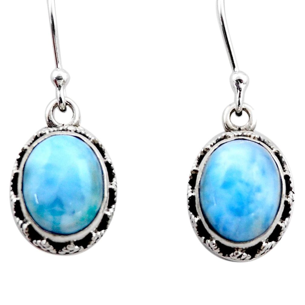 8.25cts natural blue larimar 925 sterling silver dangle earrings jewelry r53079