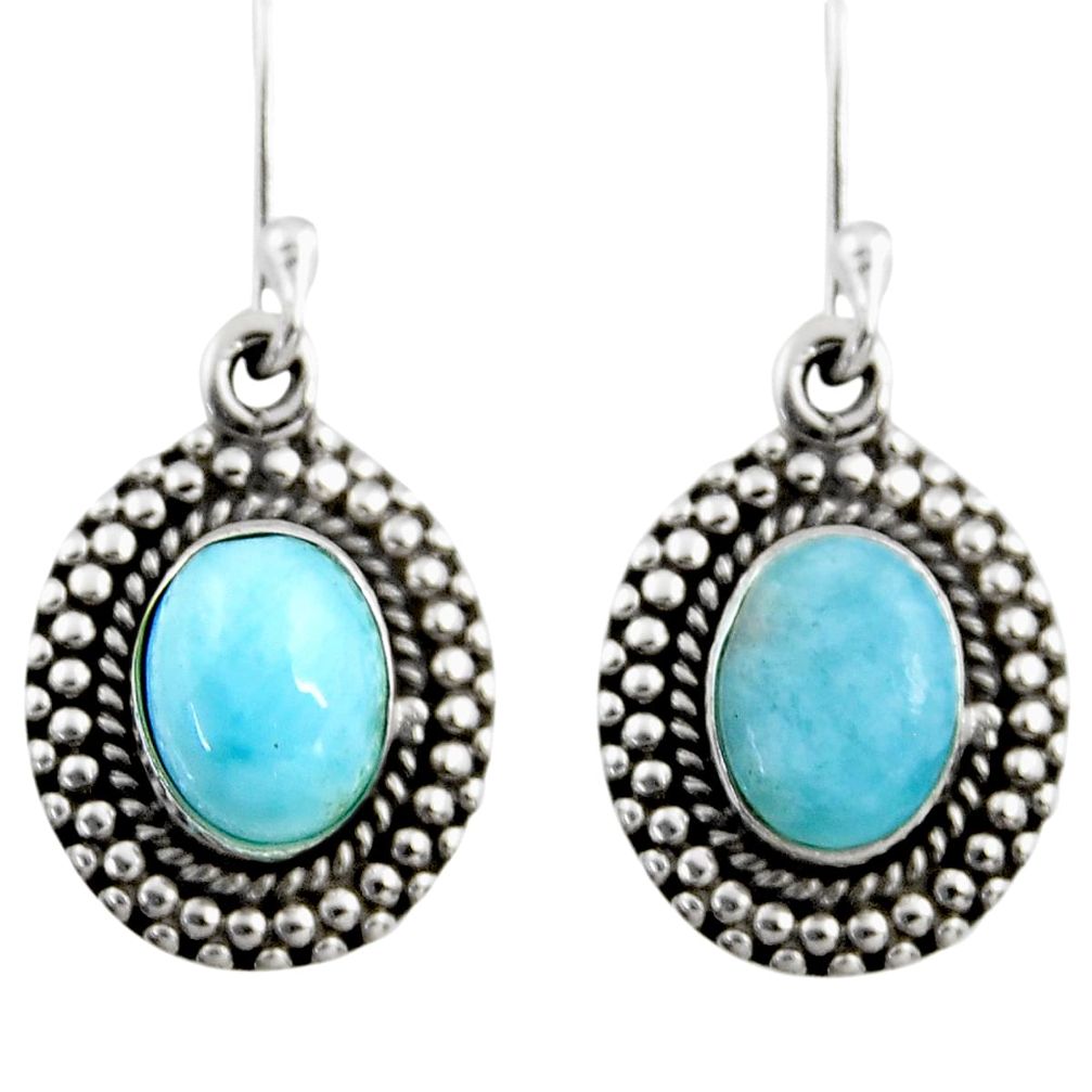 4.07cts natural blue larimar 925 sterling silver dangle earrings jewelry r53986