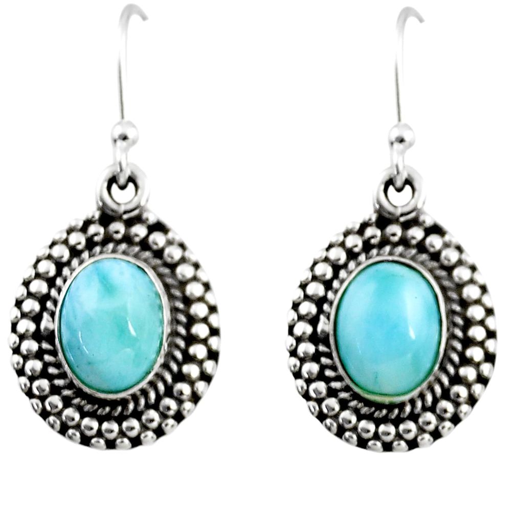 4.10cts natural blue larimar 925 sterling silver dangle earrings jewelry r53987