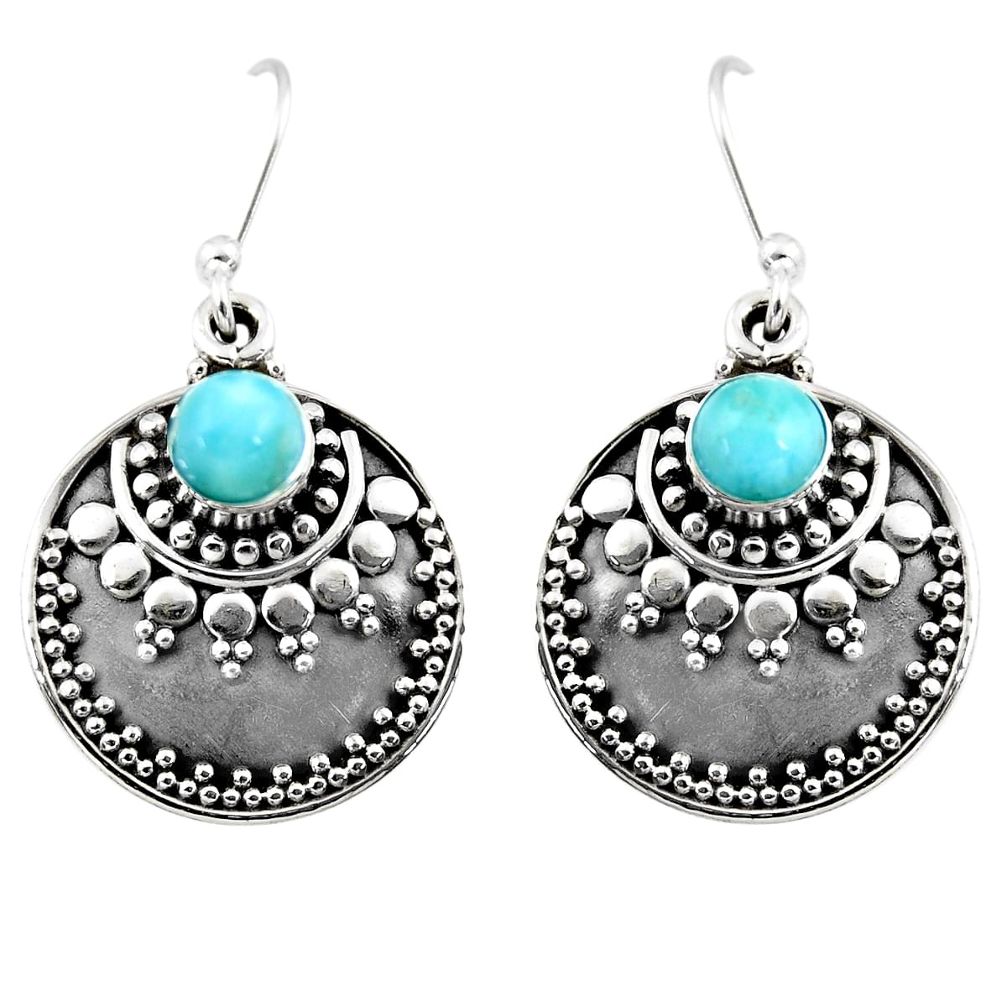 1.68cts natural blue larimar 925 sterling silver dangle earrings jewelry r54025