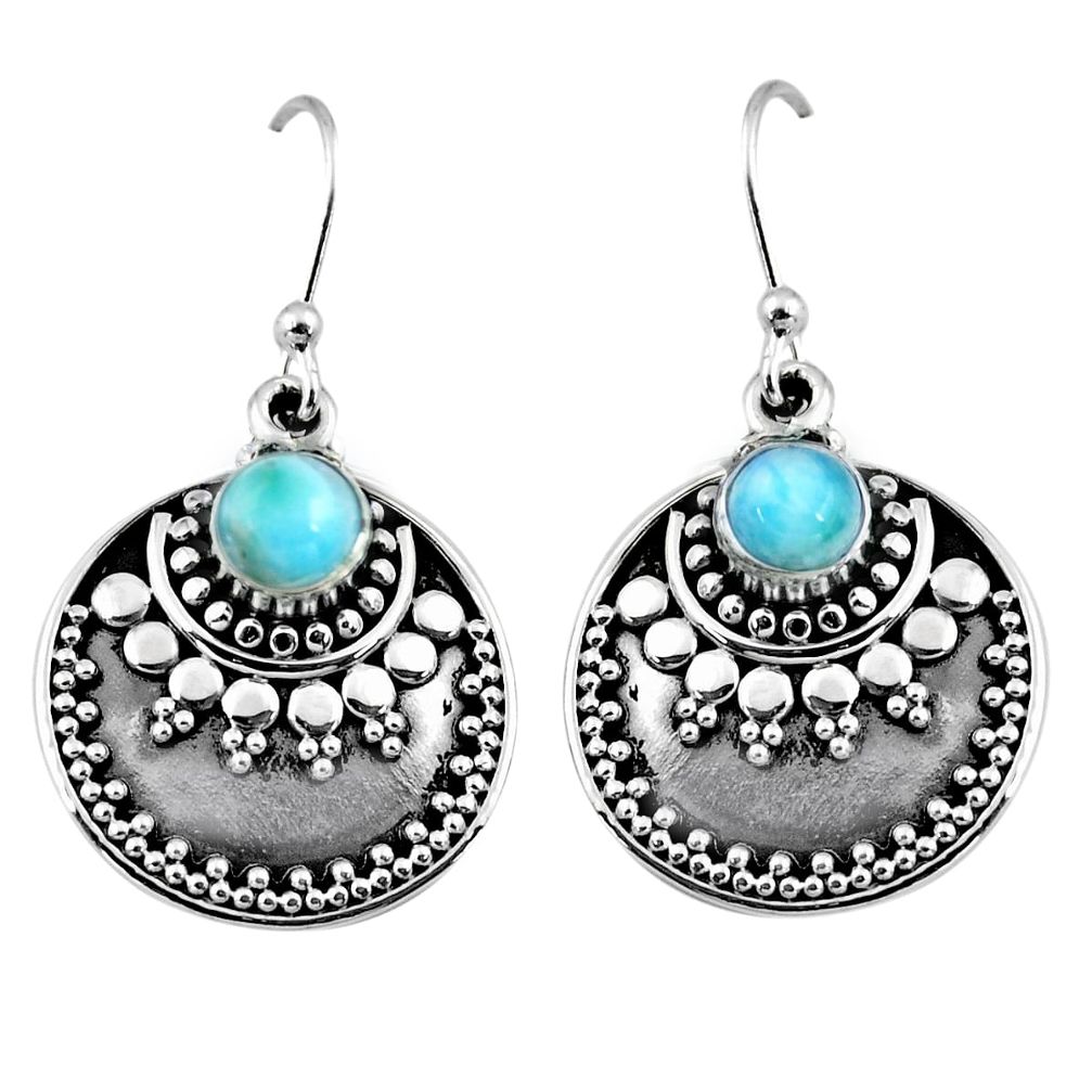 1.64cts natural blue larimar 925 sterling silver dangle earrings jewelry r54027