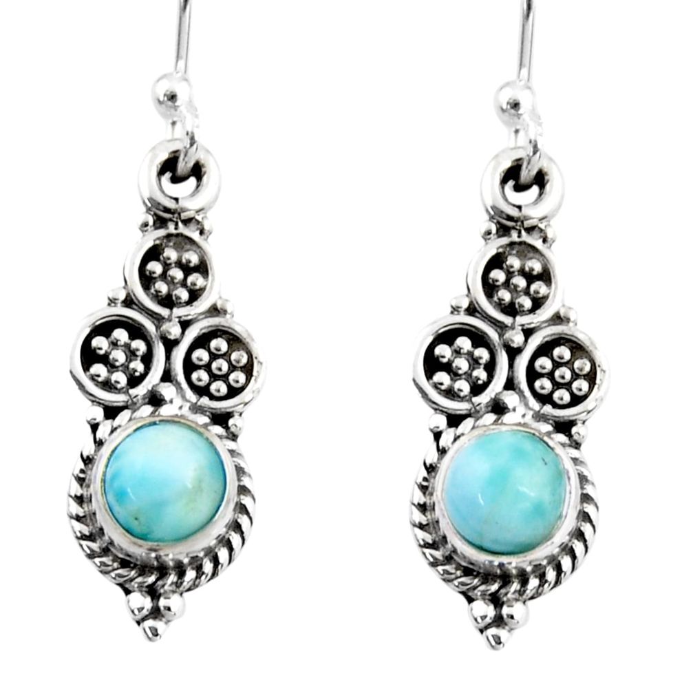1.44cts natural blue larimar 925 sterling silver dangle earrings jewelry r54045