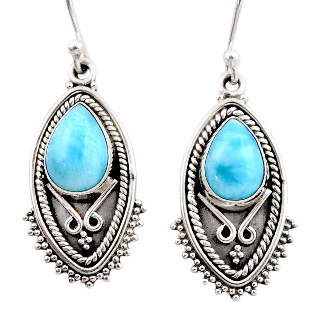 4.73cts natural blue larimar 925 sterling silver dangle earrings jewelry r54161