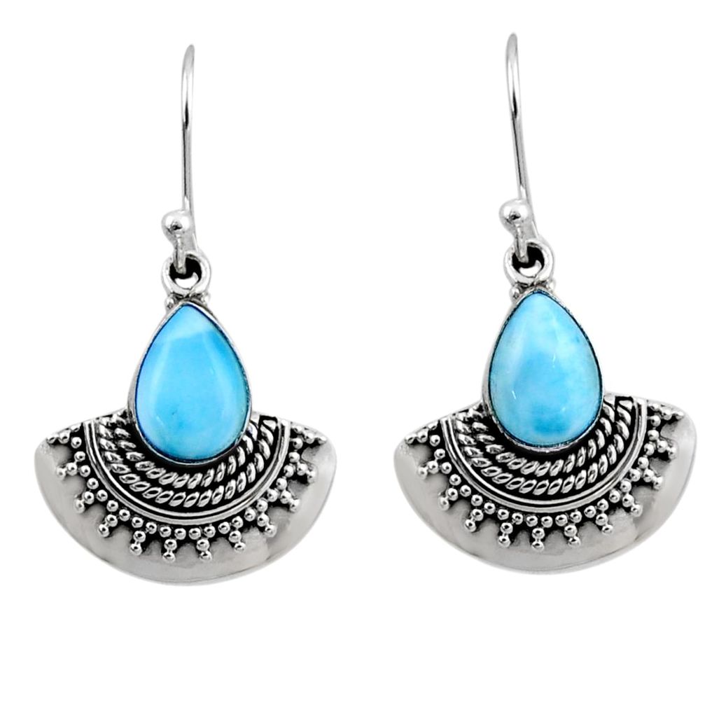 4.88cts natural blue larimar 925 sterling silver dangle earrings jewelry r54182