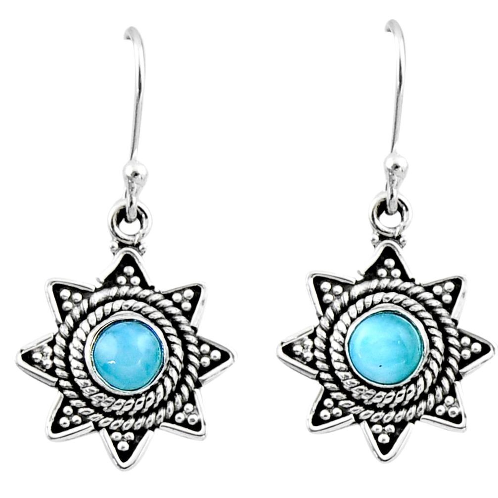 0.97cts natural blue larimar 925 sterling silver dangle earrings jewelry r54205