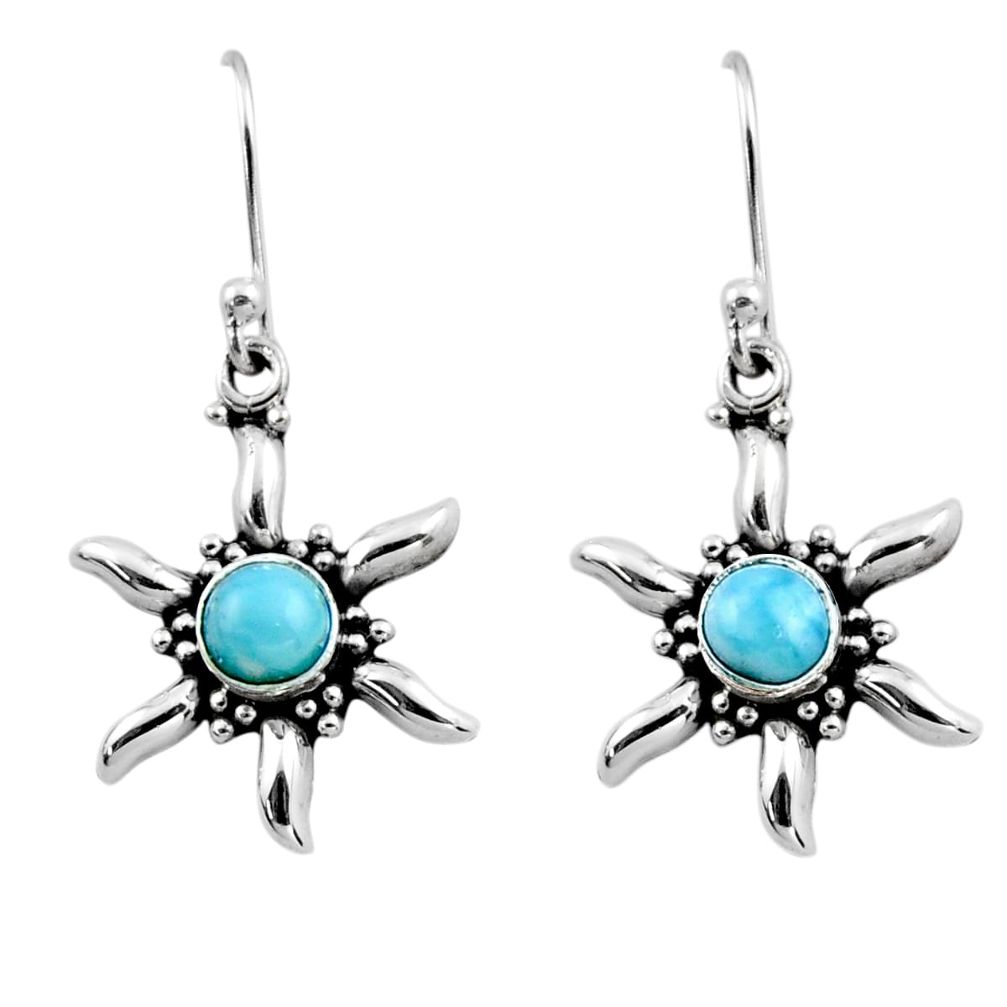 0.98cts natural blue larimar 925 sterling silver dangle earrings jewelry r54221