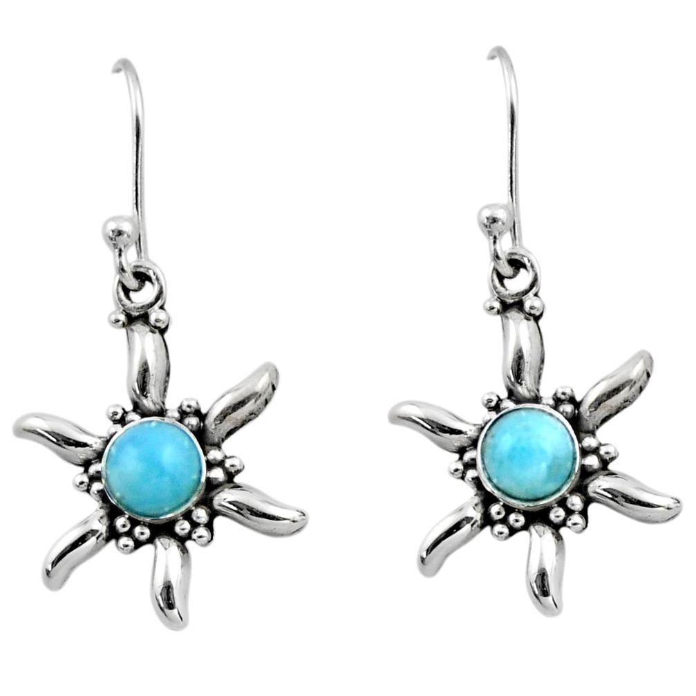 0.99cts natural blue larimar 925 sterling silver dangle earrings jewelry r54222