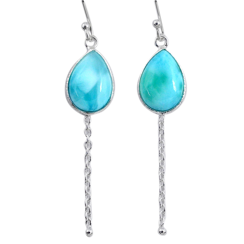 10.15cts natural blue larimar 925 sterling silver dangle earrings jewelry r63522